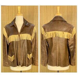 Vintage Leather Jacket with Fringe